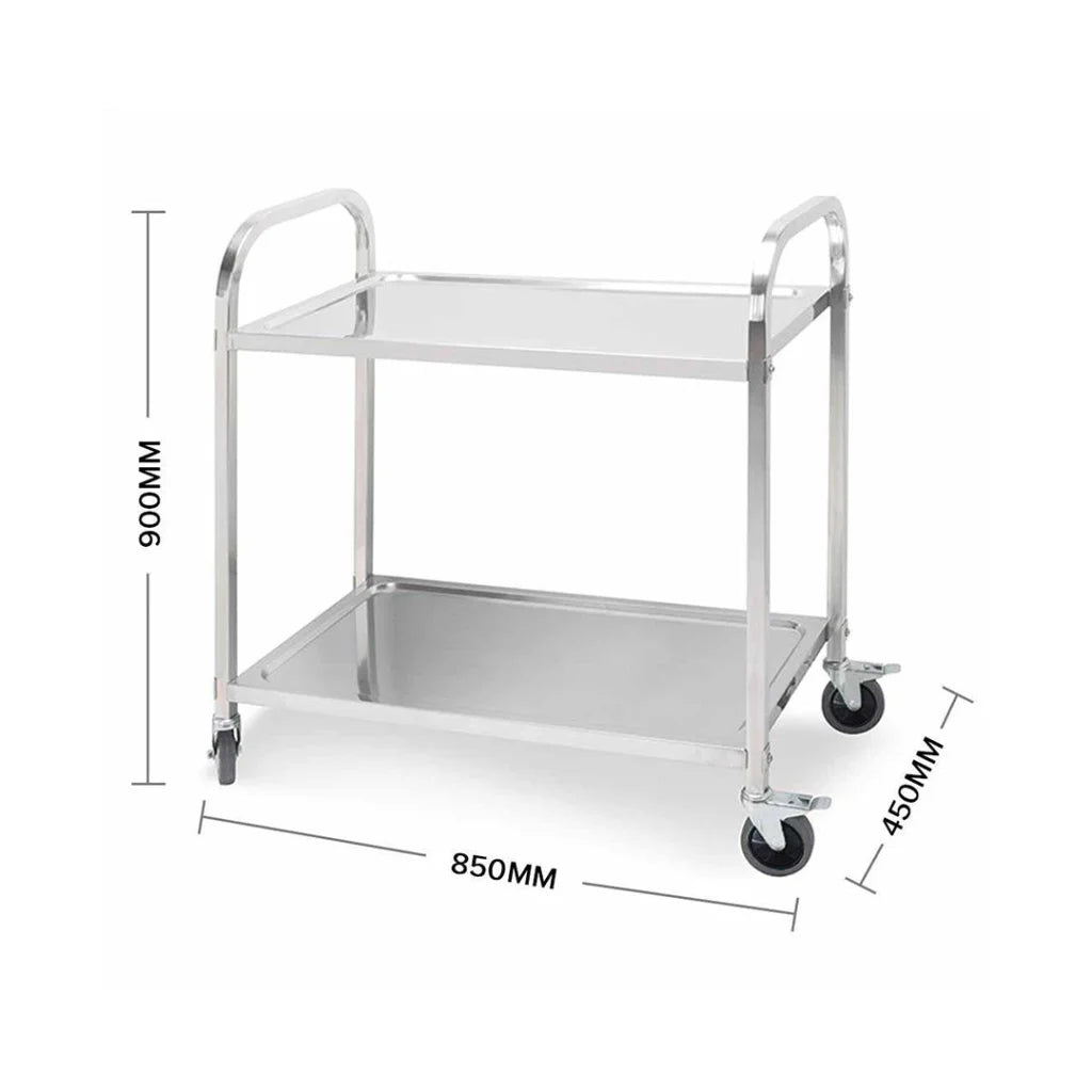 Stainless Steel Kitchen Dining Food Cart 2X 2 Tier 85x45x90cm Utility Trolley Medium