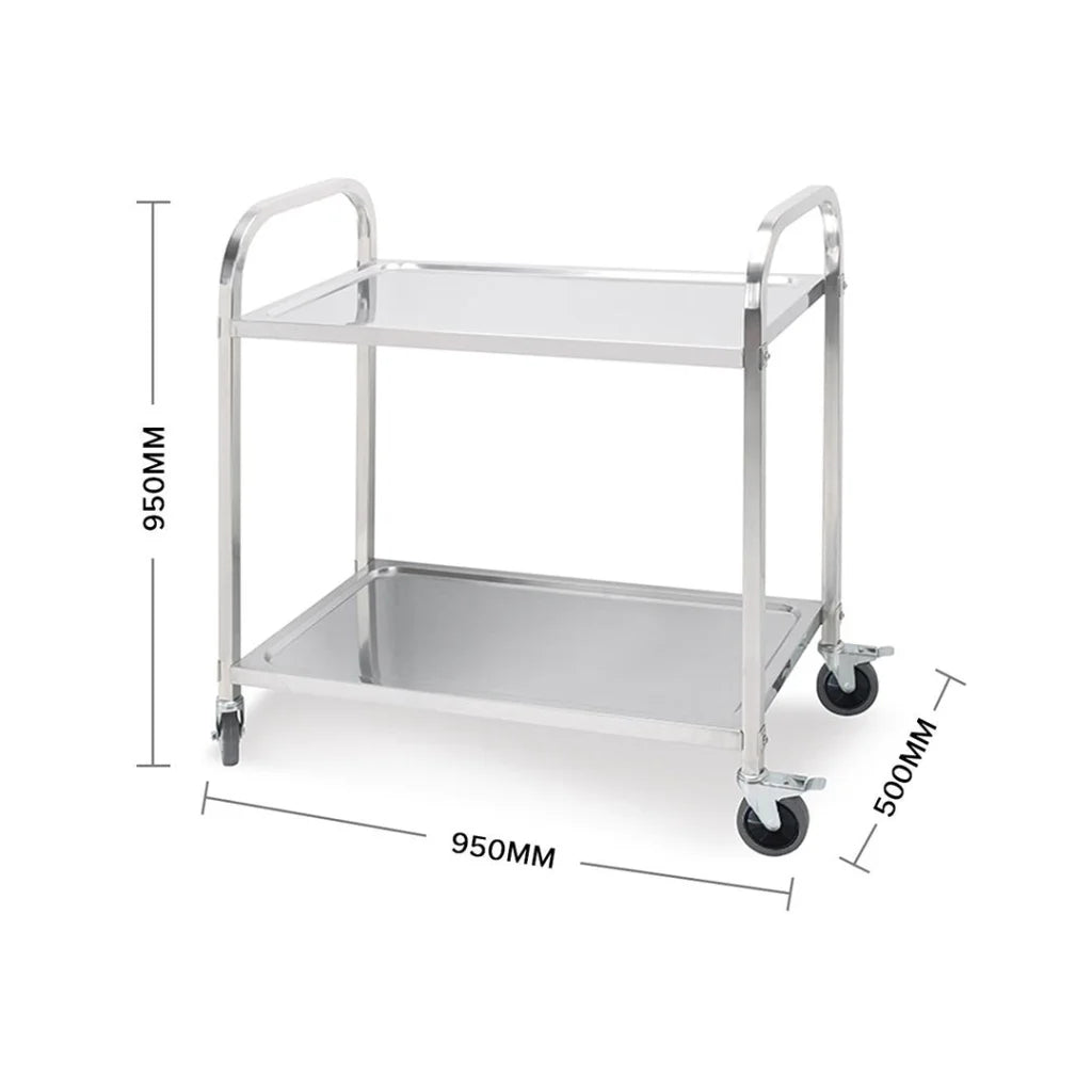 Stainless Steel Kitchen Dining Food Cart 2X 2 Tier 95x50x95cm Utility Trolley Large