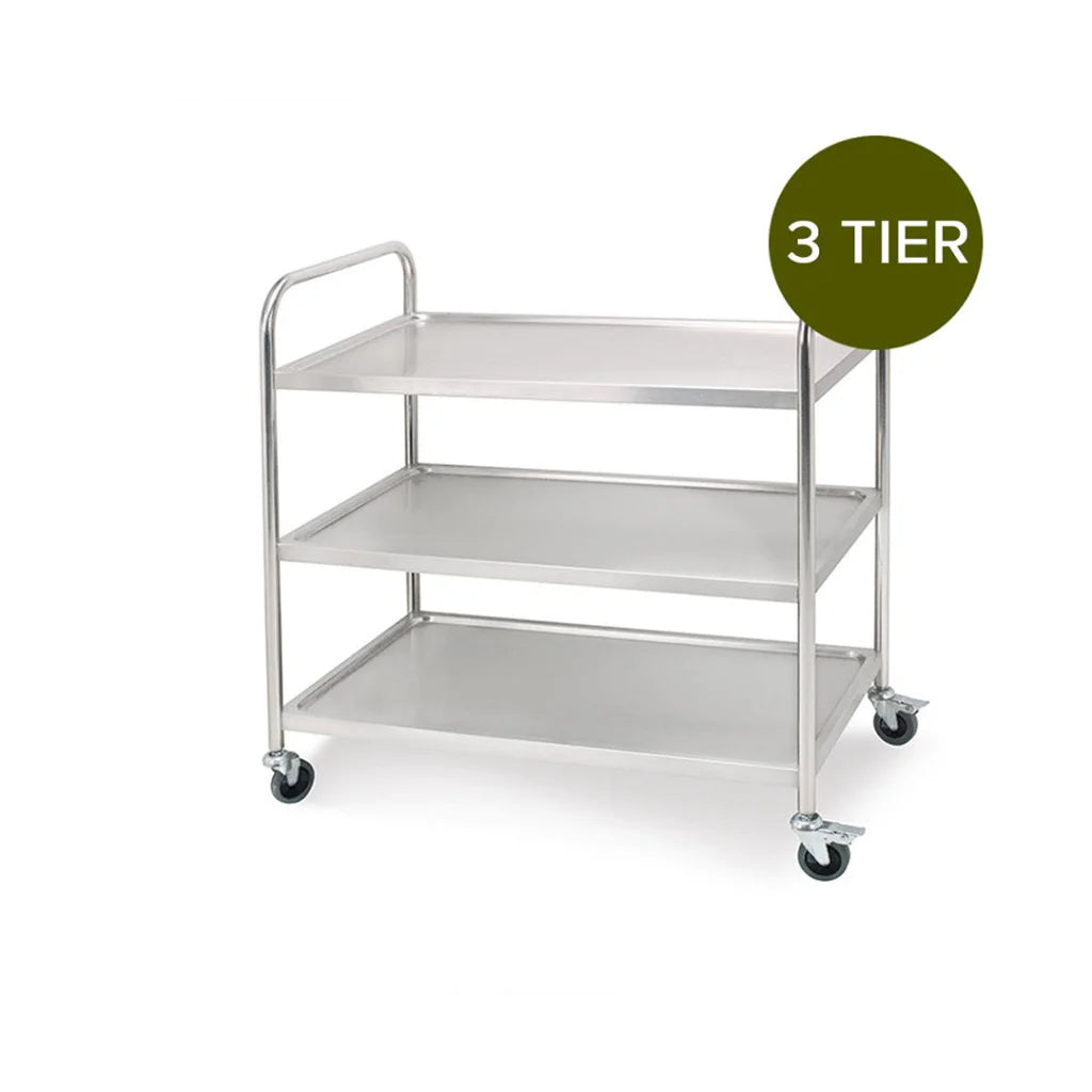 Stainless Steel Kitchen Dining Food Cart 2X 3 Tier 86x54x94cm Utility Trolley Round Large