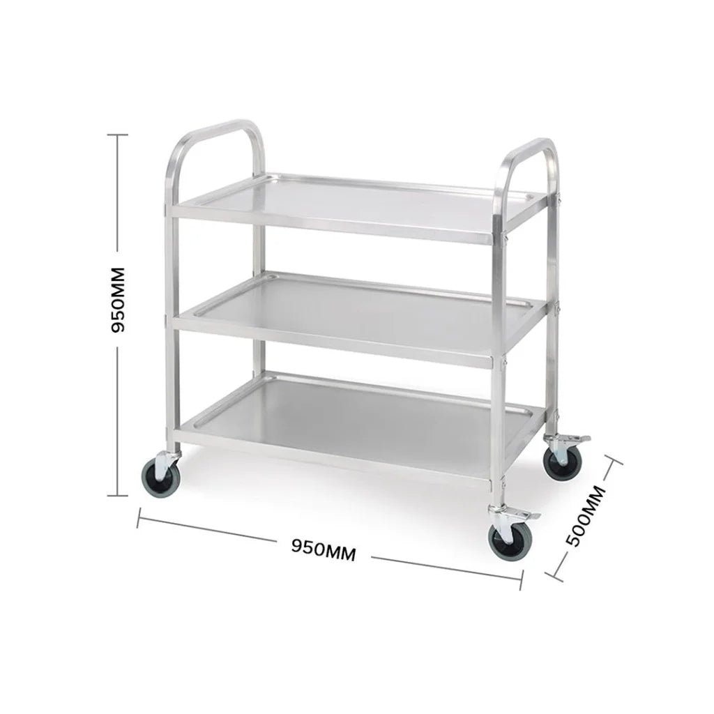 Stainless Steel Kitchen Dining Food Cart 2X 3 Tier 95x50x95cm Utility Trolley Large