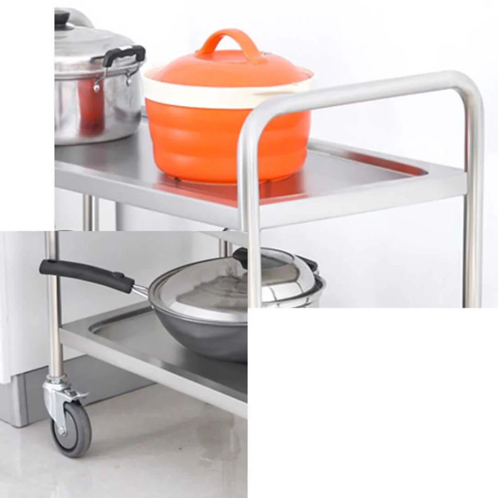Stainless Steel Kitchen Dining Food Cart 2X 4 Tier 860x540x1170 Utility Trolley