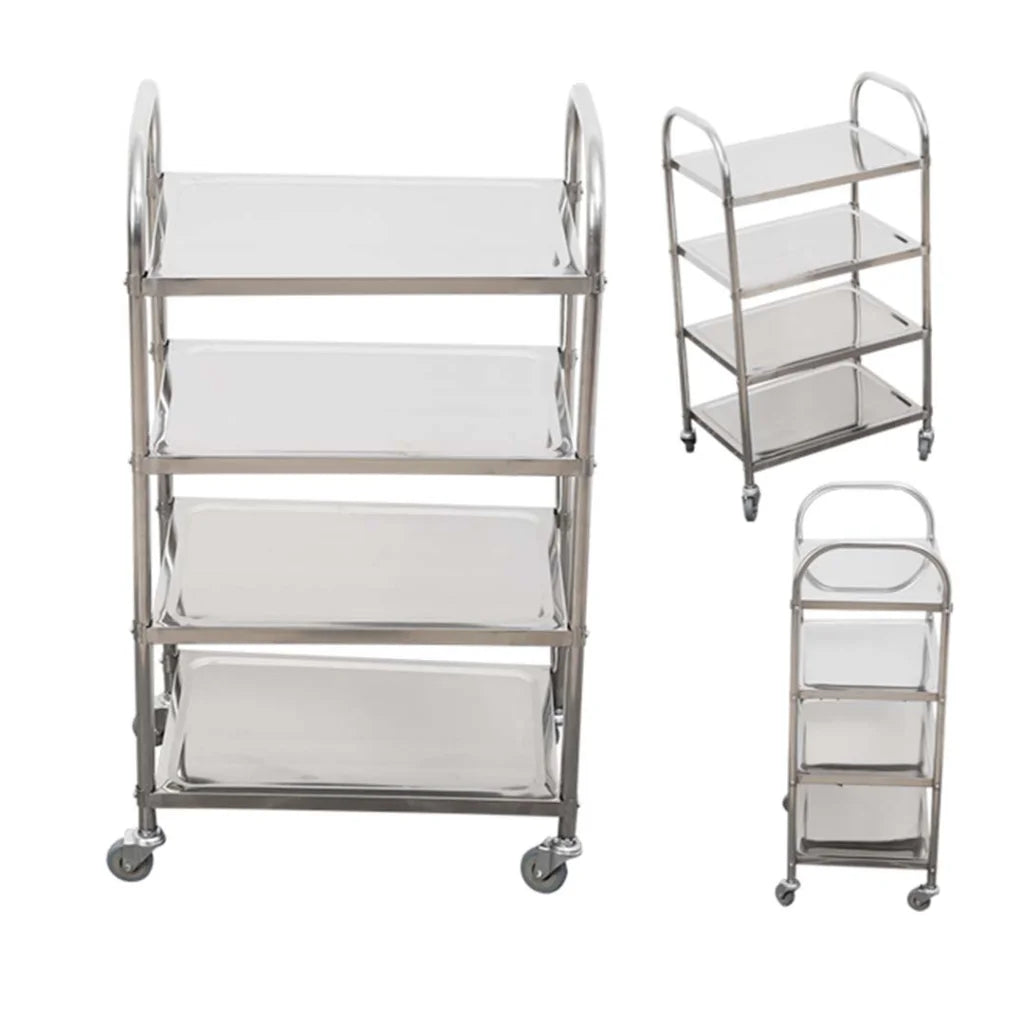 Stainless Steel Kitchen Dining Food Cart 2X 4 Tier 860x540x1170 Utility Trolley