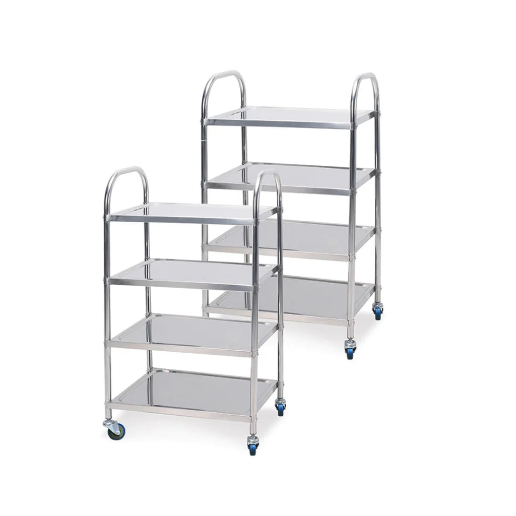 Stainless Steel Kitchen Dining Food Cart 2X 4 Tier 860x540x1170 Utility Trolley