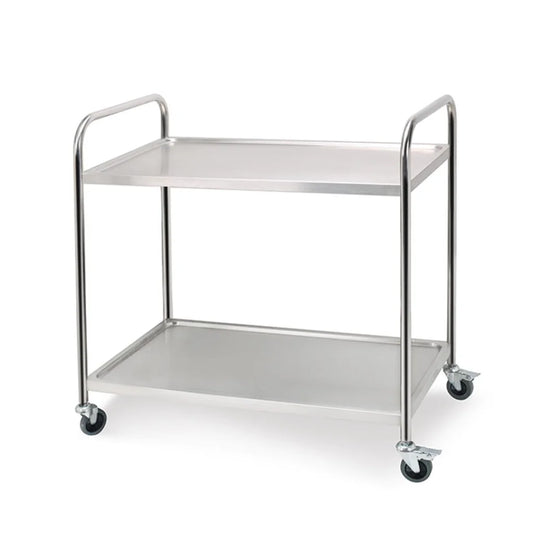 Stainless Steel Kitchen Dining Food Cart Trolley 2 Tier Utility Round 86x54x94cm - Large - Premium