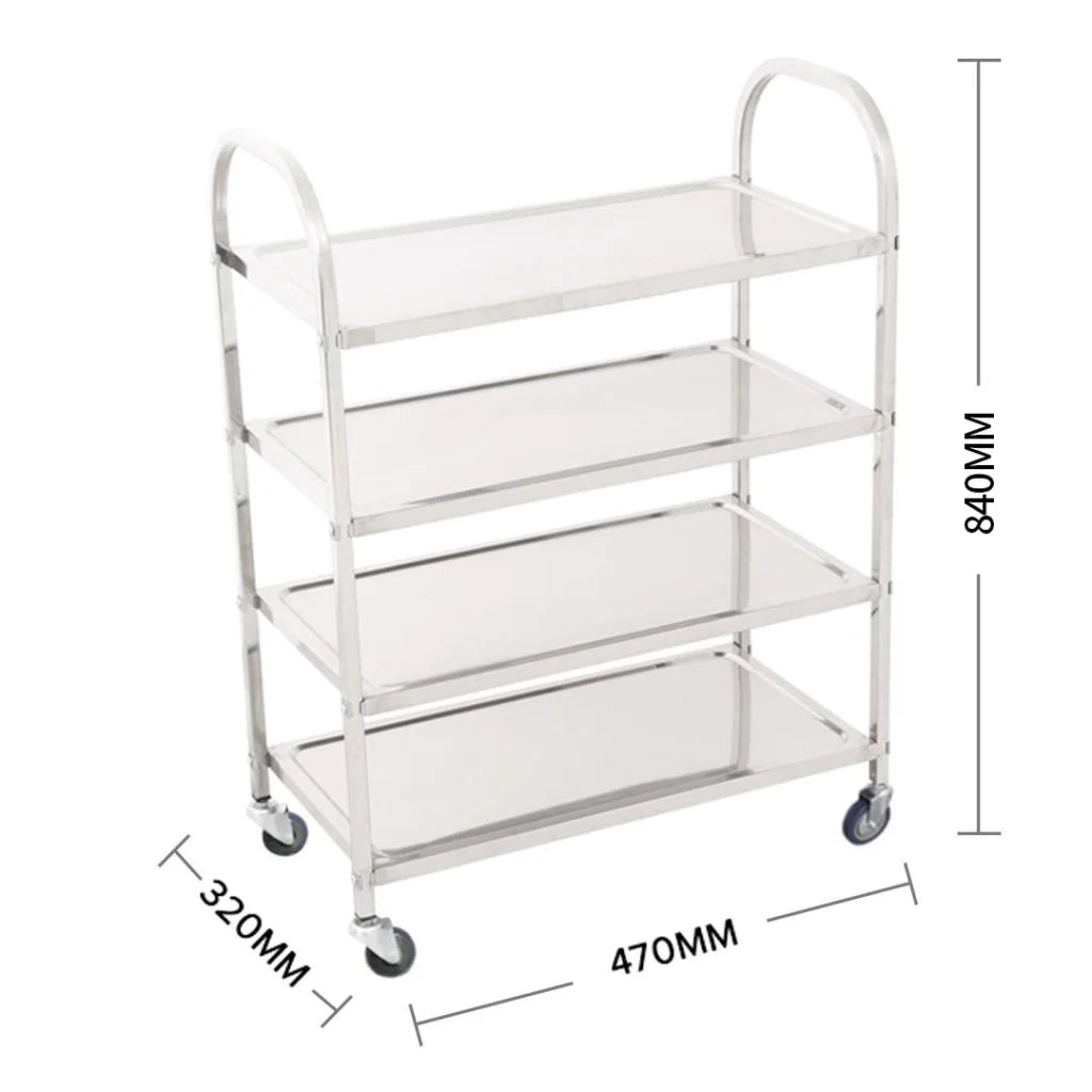 Stainless Steel Kitchen Dining Food Cart Trolley 4 Tier Utility Square - Small - Premium
