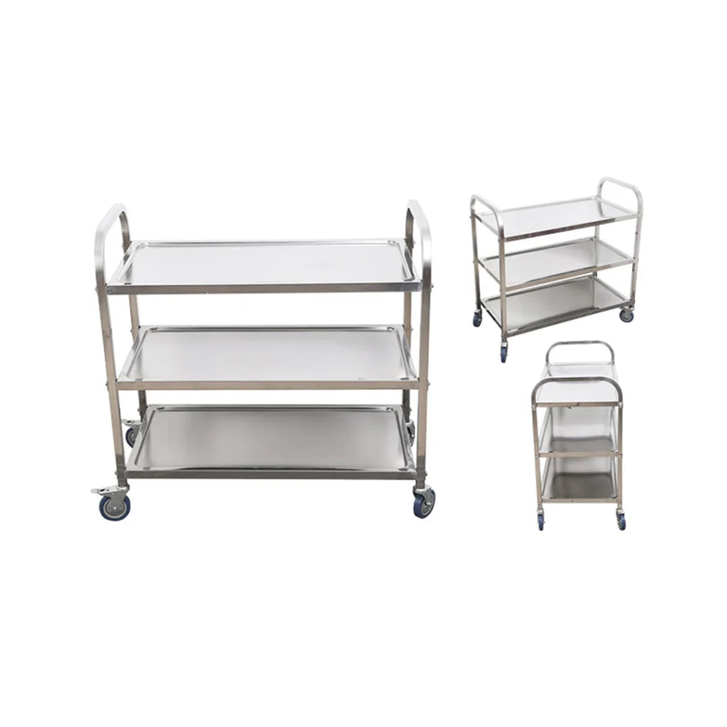 Stainless Steel Kitchen Dinning Food Cart 2X 3 Tier 85×45×90cm Utility Trolley Medium