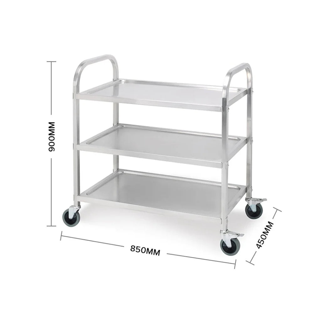 Stainless Steel Kitchen Dinning Food Cart 2X 3 Tier 85×45×90cm Utility Trolley Medium