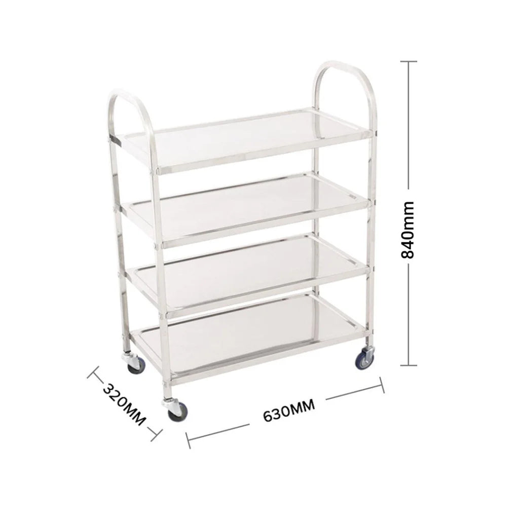 Stainless Steel Kitchen Dinning Food Cart 2X 4 Tier Utility Trolley Square Large