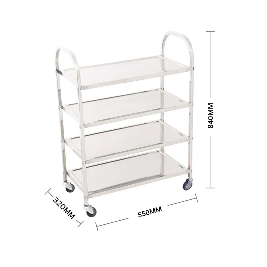 Stainless Steel Kitchen Dinning Food Cart 2X 4 Tier Utility Trolley Square Medium