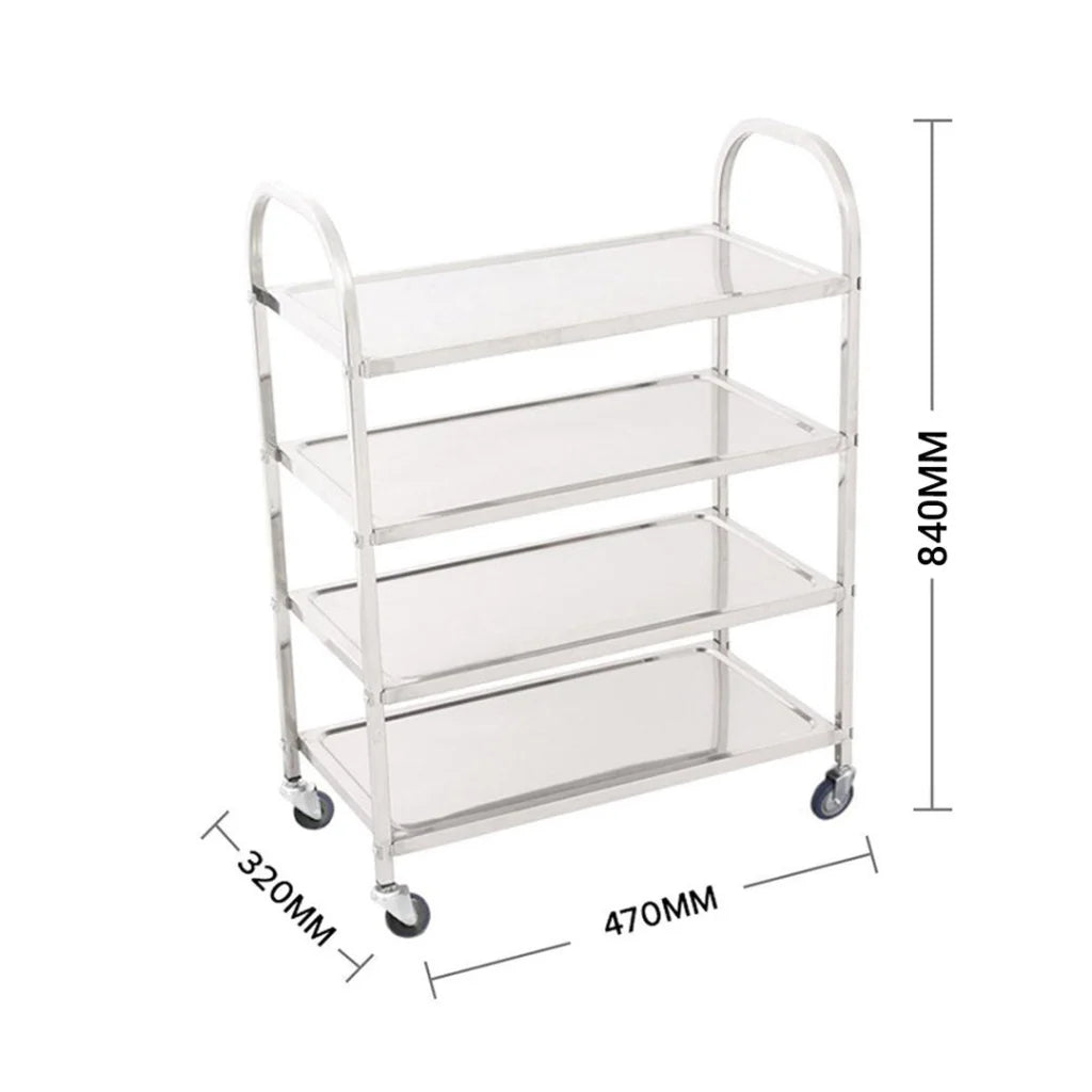 Stainless Steel Kitchen Dinning Food Cart 2X 4 Tier Utility Trolley Square Small