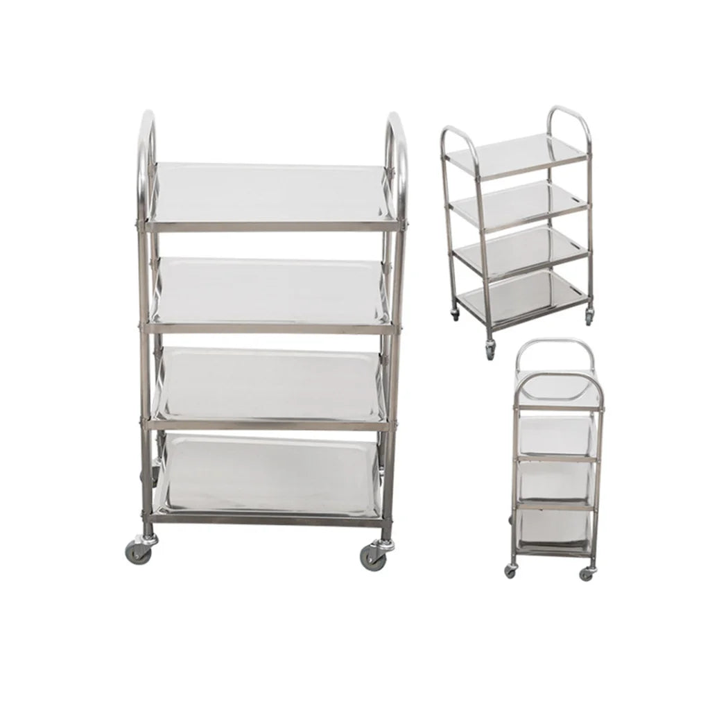 Stainless Steel Kitchen Dinning Food Cart 2X 4 Tier Utility Trolley Square Small