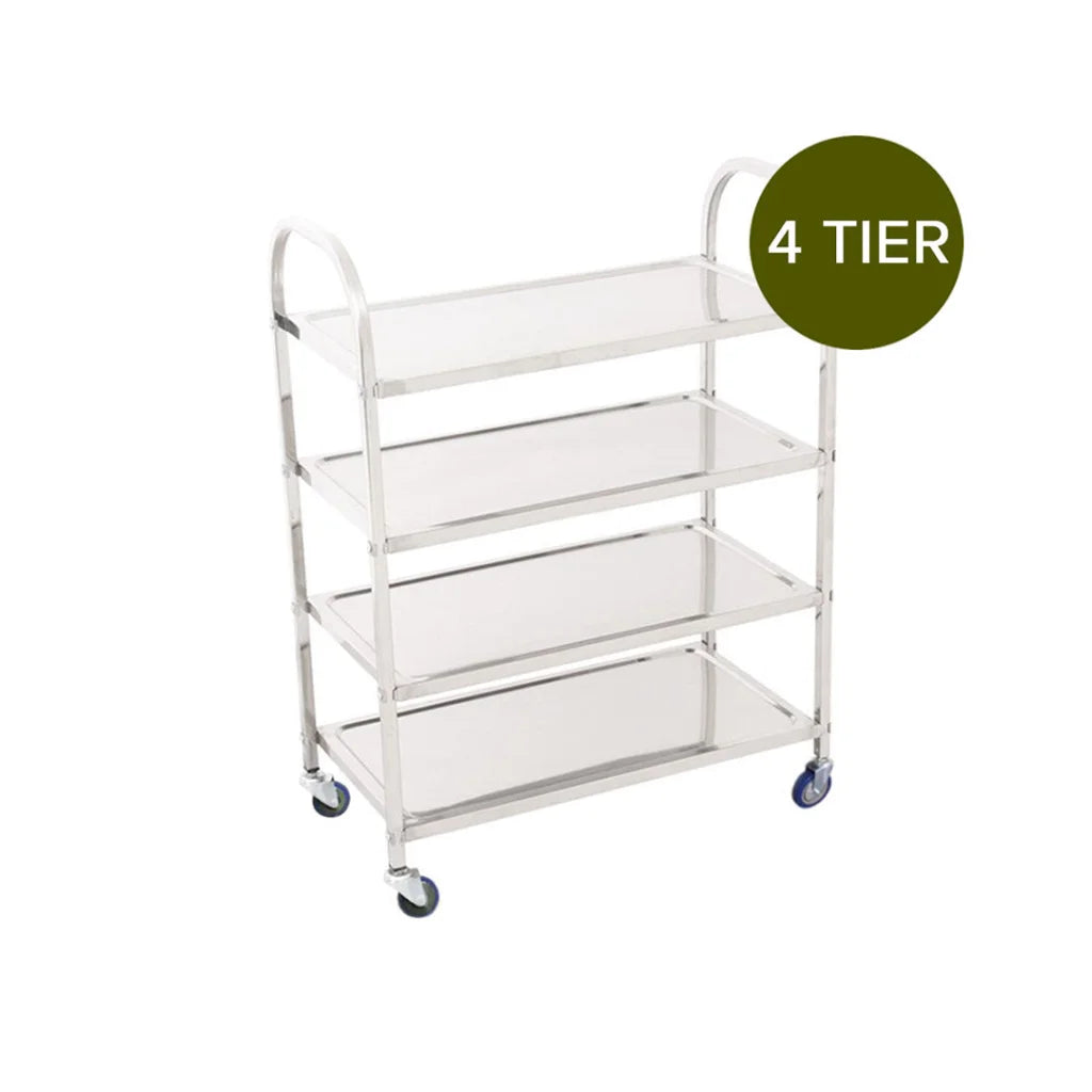 Stainless Steel Kitchen Dinning Food Cart 2X 4 Tier Utility Trolley Square Small