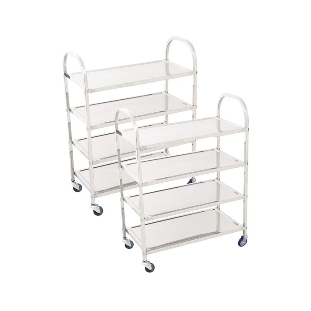 Stainless Steel Kitchen Dinning Food Cart 2X 4 Tier Utility Trolley Square Small