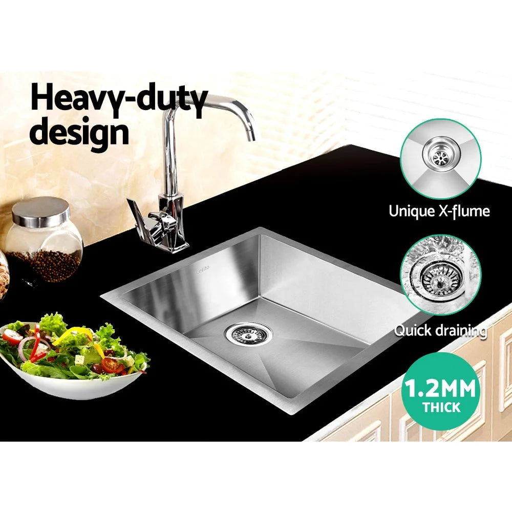 Silver steel 390x450mm stainless kitchen sink with key surfaces and edge shape