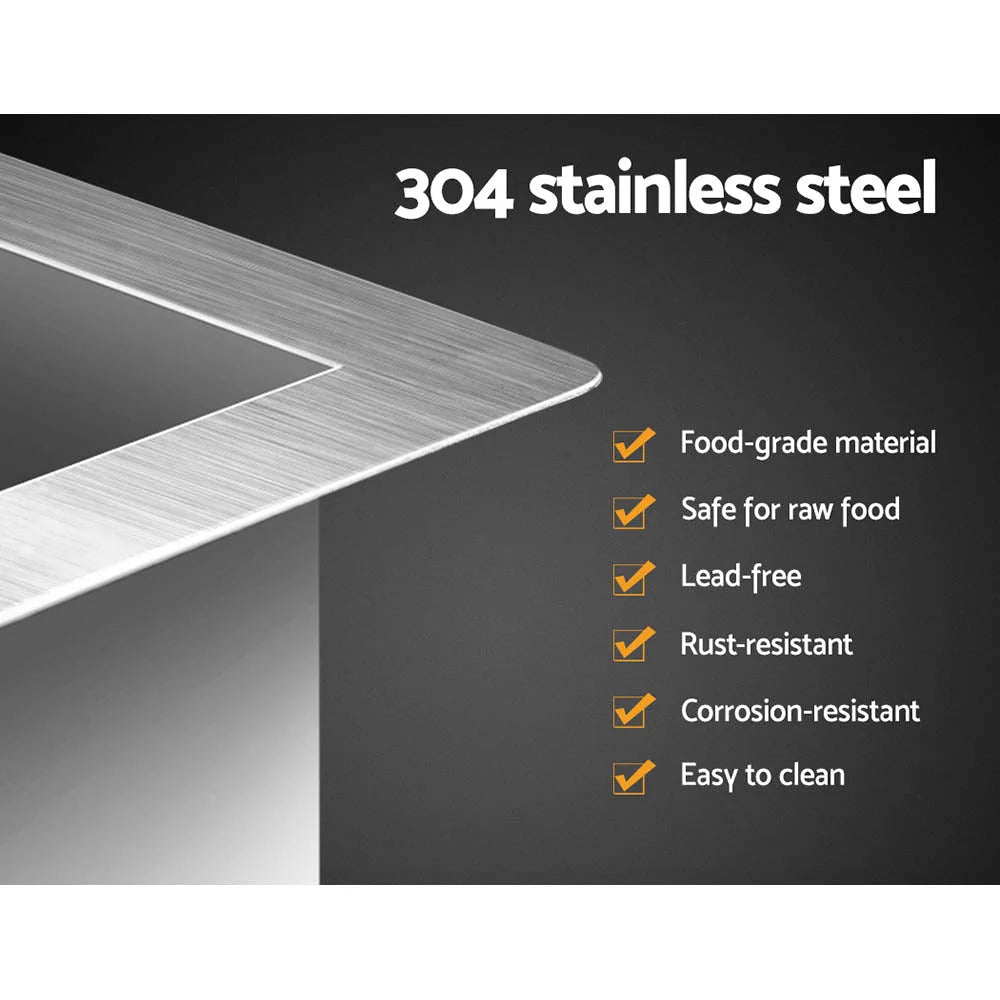 Silver steel 96cm kitchen sink with undermount sink bowl and rounded corners
