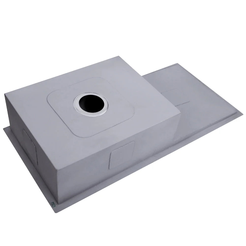 Silver steel 96cm kitchen sink with stainless steel double bowl and drain board