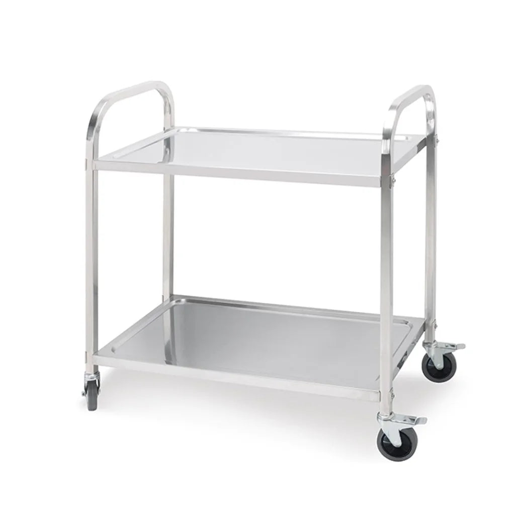 Stainless Steel Kitchen Trolley 2 Tier Bowl Collect Service Food Cart 95x50x95cm - Large - Premium