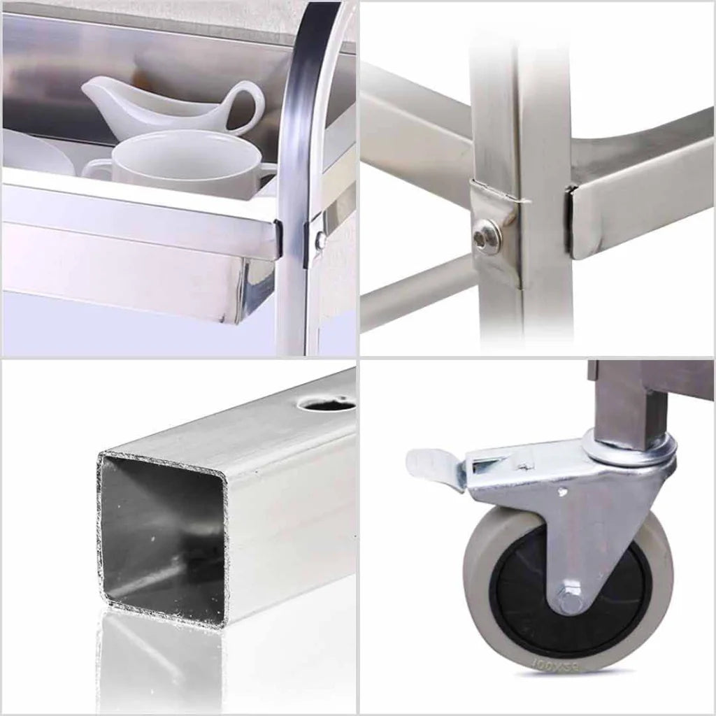 Stainless Steel Kitchen Trolley Cart 2 Tiers Dining Food Utility 955095cm - Large - Premium