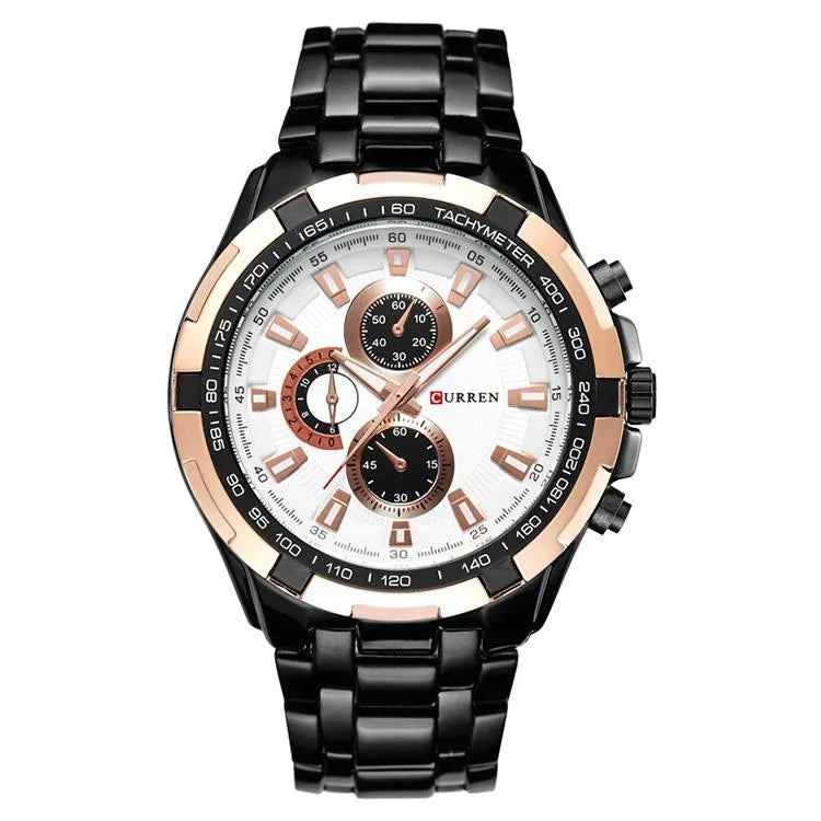 Stainless Steel Men Analog Sport Watch - 8023 - Black Case