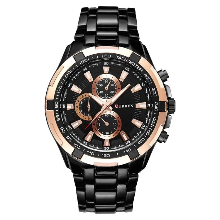Stainless Steel Men Analog Sport Watch - 8023 - Black Case