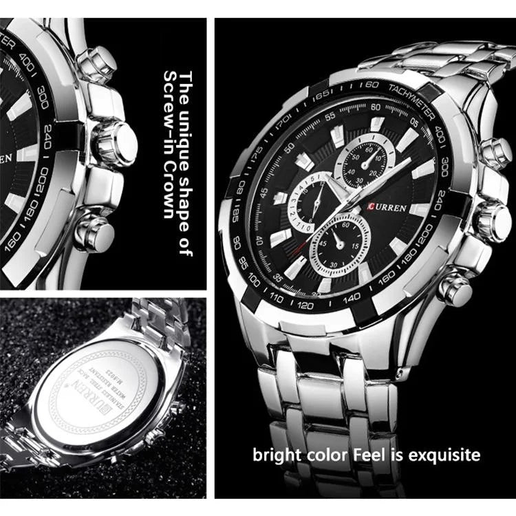 Stainless Steel Men Analog Sport Watch - 8023 - Black Case