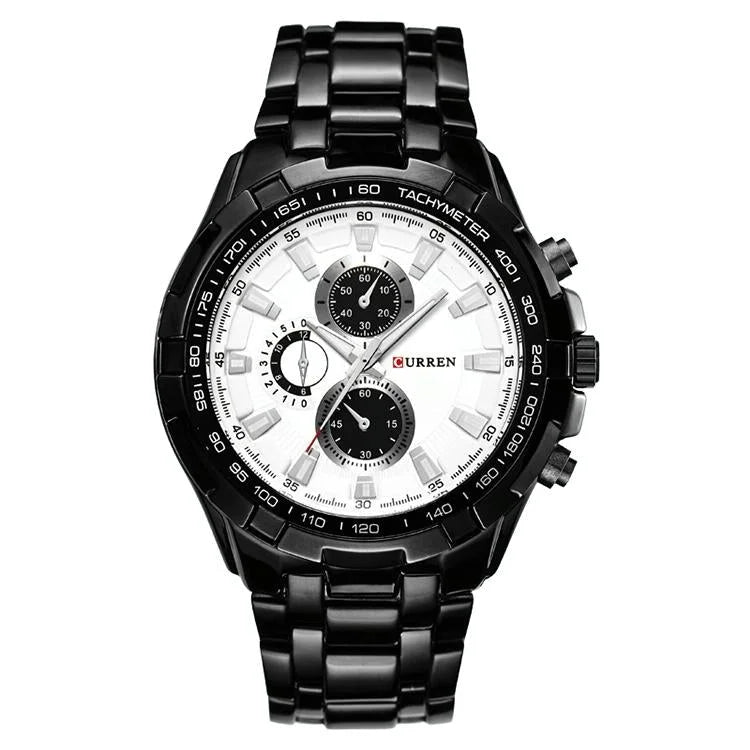 Stainless Steel Men Analog Sport Watch - 8023 - Black Case