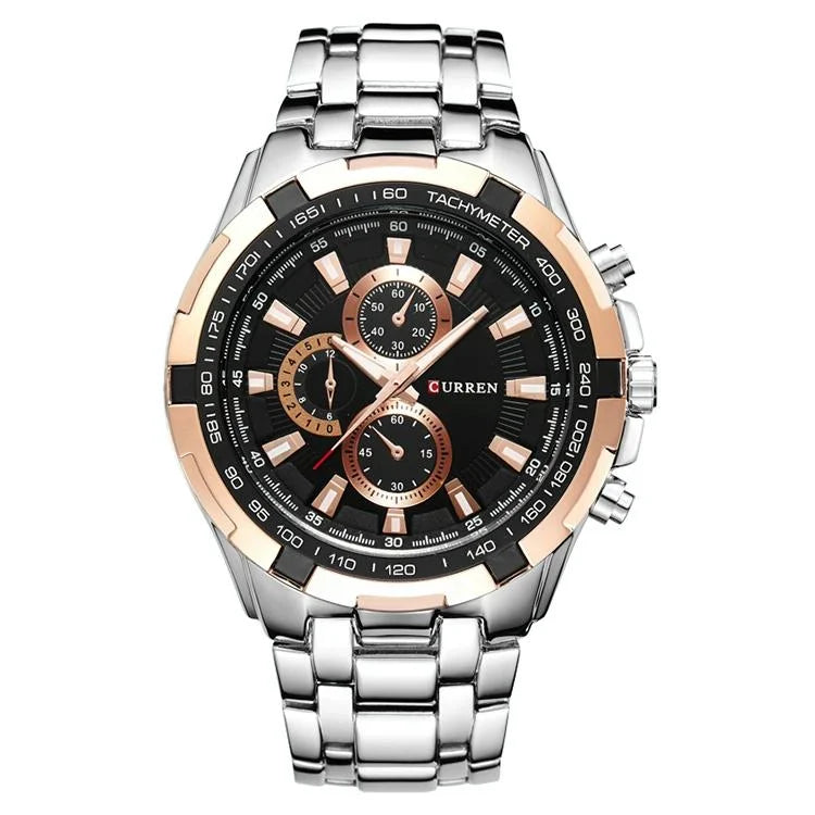 Stainless Steel Men Analog Sport Watch - 8023 - Silver Case