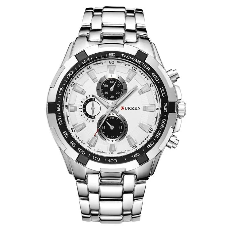 Stainless Steel Men Analog Sport Watch - 8023 - White Case
