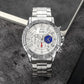 Stainless Steel Men Moonphase Quartz Watch with Strap