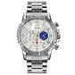 Stainless Steel Men Moonphase Quartz Watch with Strap