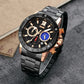 Stainless Steel Men Moonphase Quartz Watch with Strap