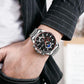 Stainless Steel Men Moonphase Watch with Date - Silver Blue