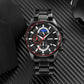 Stainless Steel Men Moonphase Watch with Date - Silver Blue