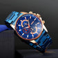 Stainless Steel Men Moonphase Watch with Date - Silver Blue