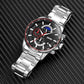 Stainless Steel Men Moonphase Watch with Date - Silver Blue