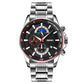 Stainless Steel Men Moonphase Watch with Date - Silver Blue