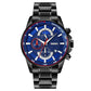 Stainless Steel Men Moonphase Watch with Date - Silver Blue