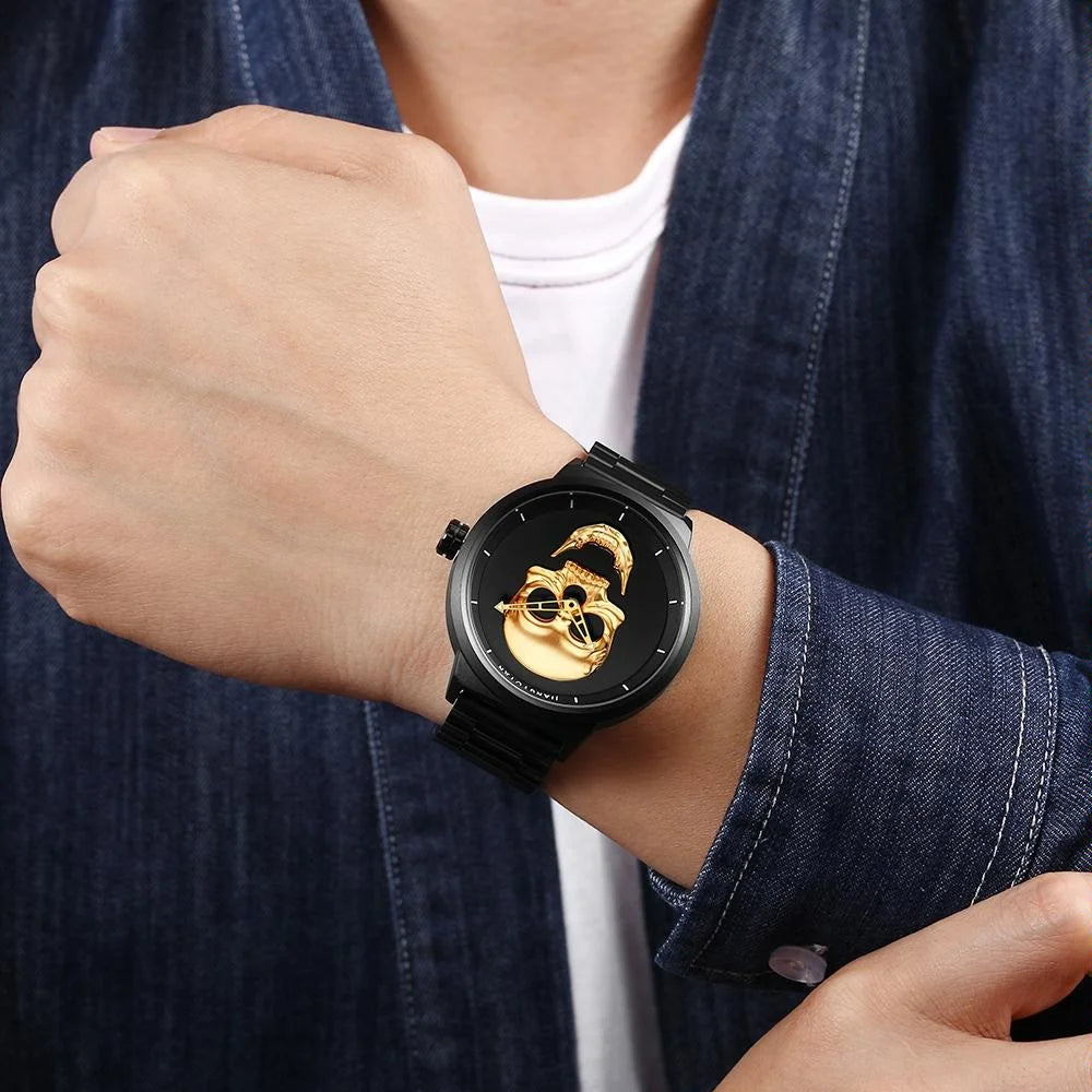 Stainless Steel Men Quartz Watch - Gold Band - Fashion >