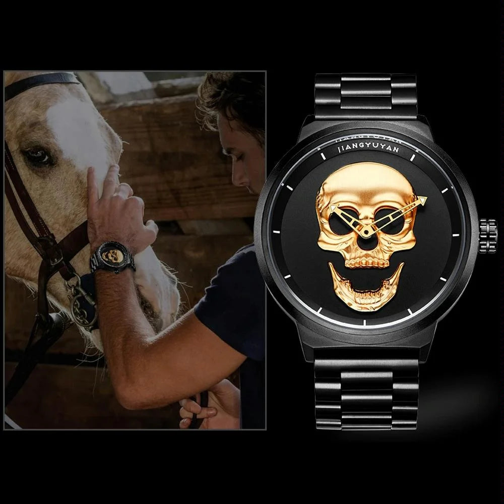 Stainless Steel Men Quartz Watch - Gold Band - Fashion >