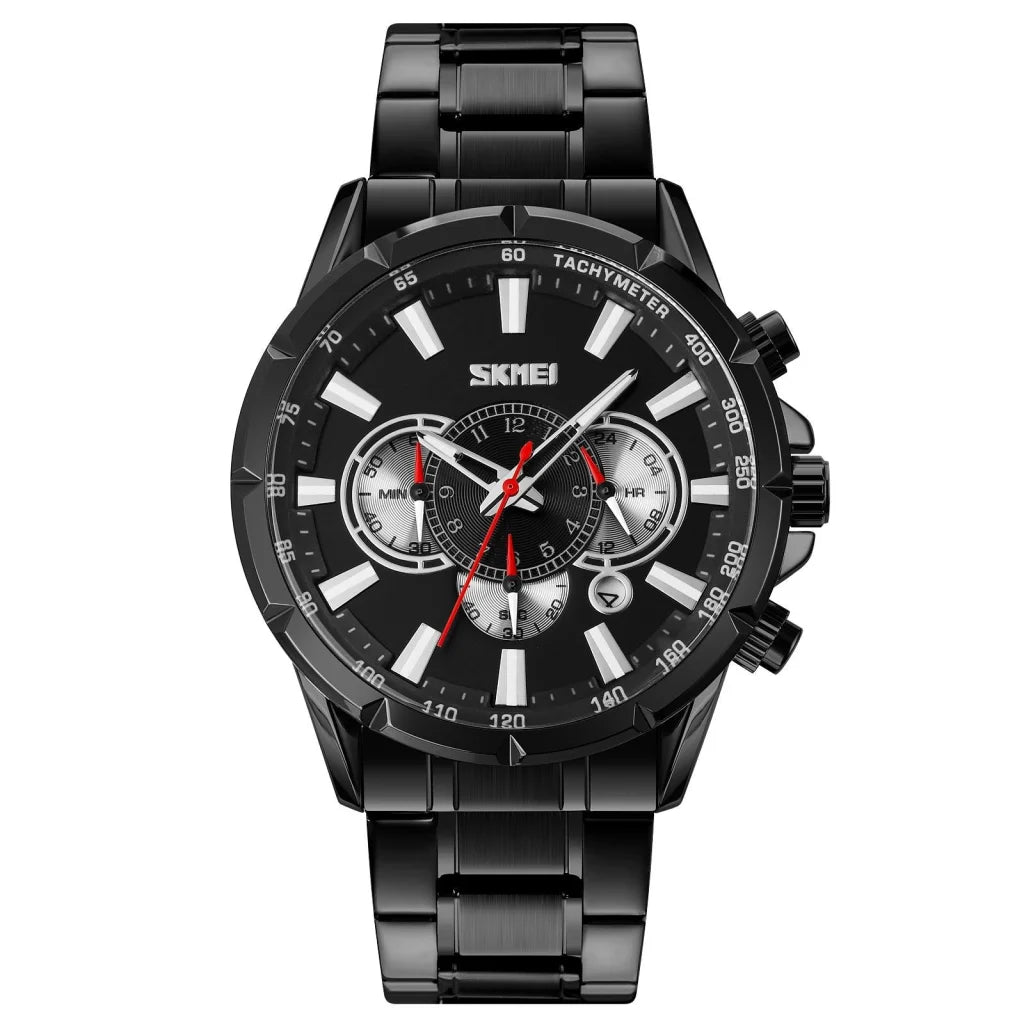 Stainless Steel Men Quartz Watch with Calendar - 9241