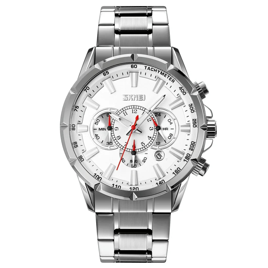 Stainless Steel Men Quartz Watch with Calendar - 9241