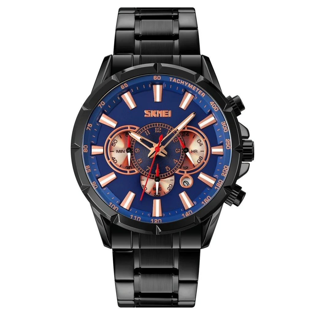 Stainless Steel Men Quartz Watch with Calendar - 9241