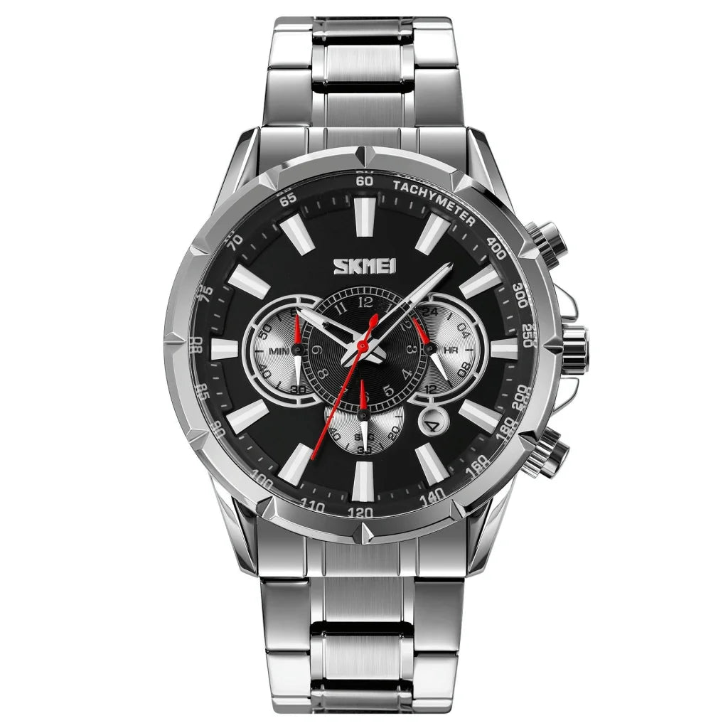 Stainless Steel Men Quartz Watch with Calendar - 9241