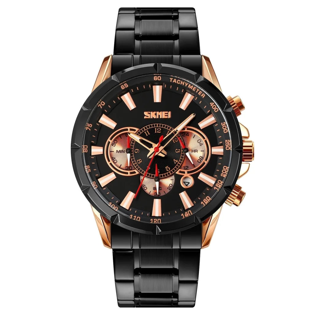 Stainless Steel Men Quartz Watch with Calendar - 9241