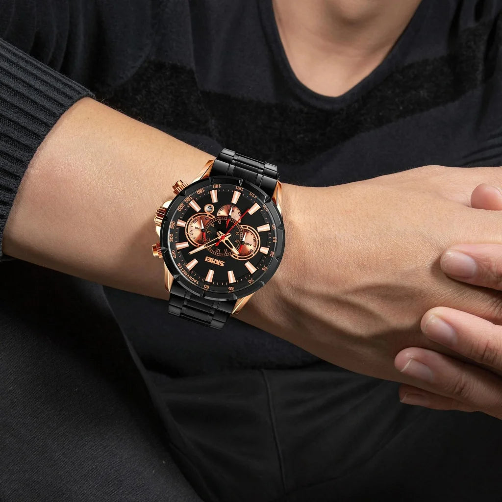 Stainless Steel Men Quartz Watch with Calendar - 9241