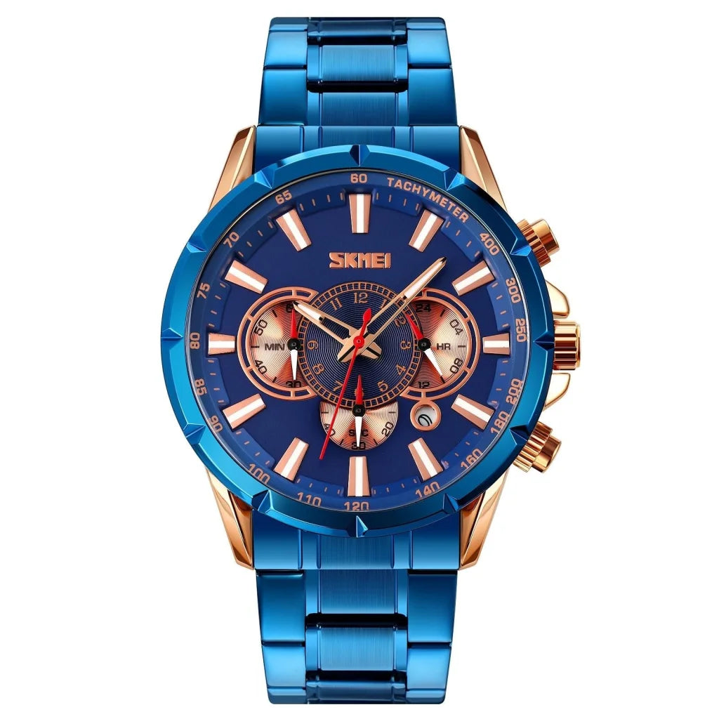 Stainless Steel Men Quartz Watch with Calendar - 9241