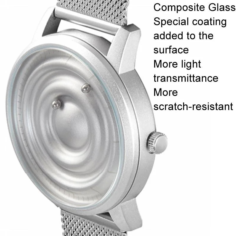 Stainless Steel Men Quartz Watch with Magnetic Strap - 40mm