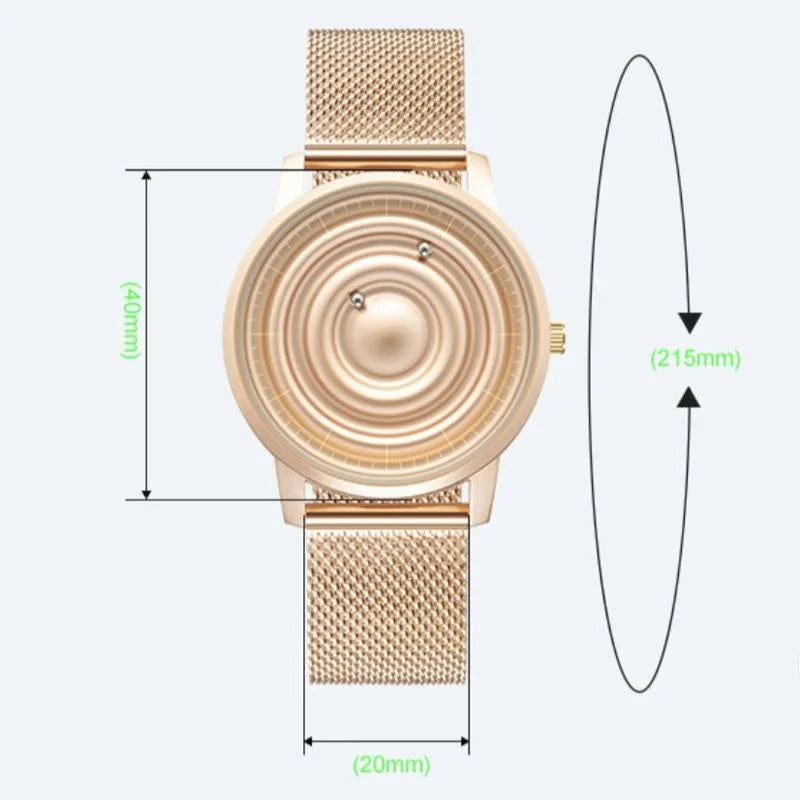 Stainless Steel Men Quartz Watch with Magnetic Strap - 40mm