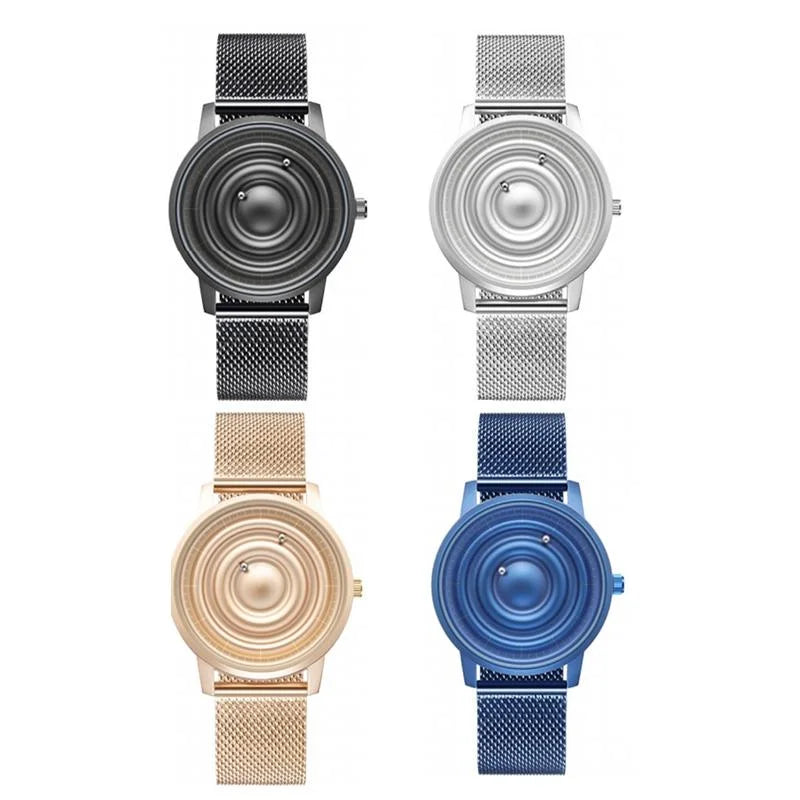 Stainless Steel Men Quartz Watch with Magnetic Strap - 40mm