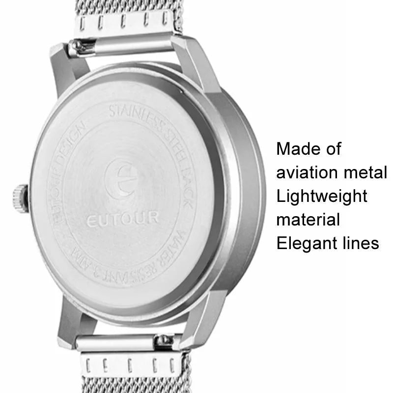 Stainless Steel Men Quartz Watch with Magnetic Strap - 40mm